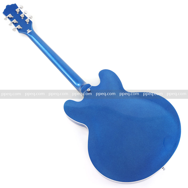 ES-Style Semi-Hollow Body Electric Guitar with Gloss Metallic Blue Finish (HY-2553)