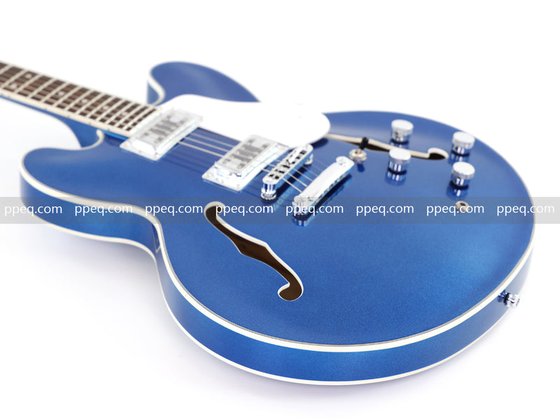 ES-Style Semi-Hollow Body Electric Guitar with Gloss Metallic Blue Finish (HY-2553)