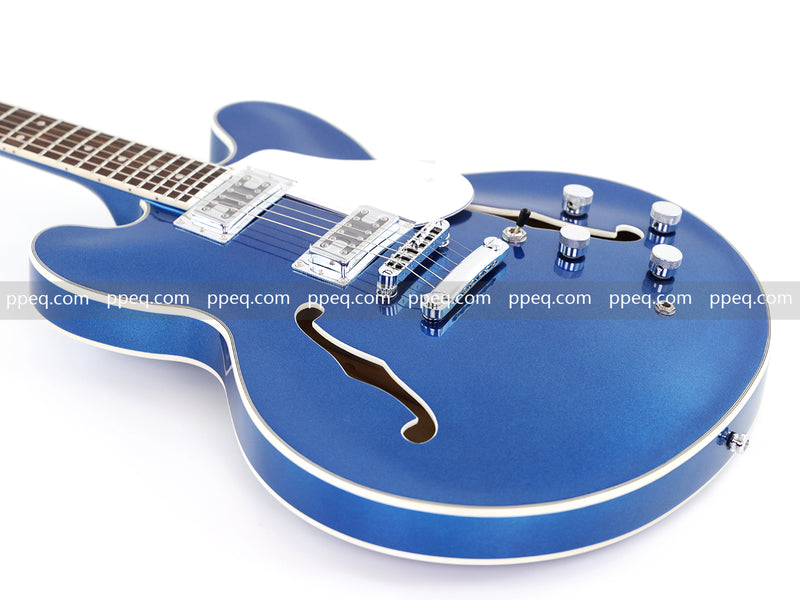 ES-Style Semi-Hollow Body Electric Guitar with Gloss Metallic Blue Finish (HY-2553)