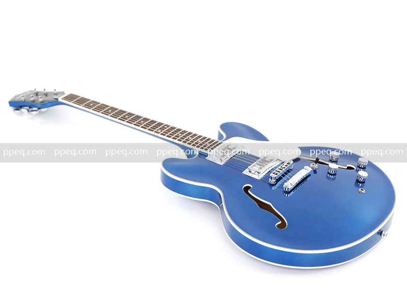 ES-Style Semi-Hollow Body Electric Guitar with Gloss Metallic Blue Finish (HY-2553)