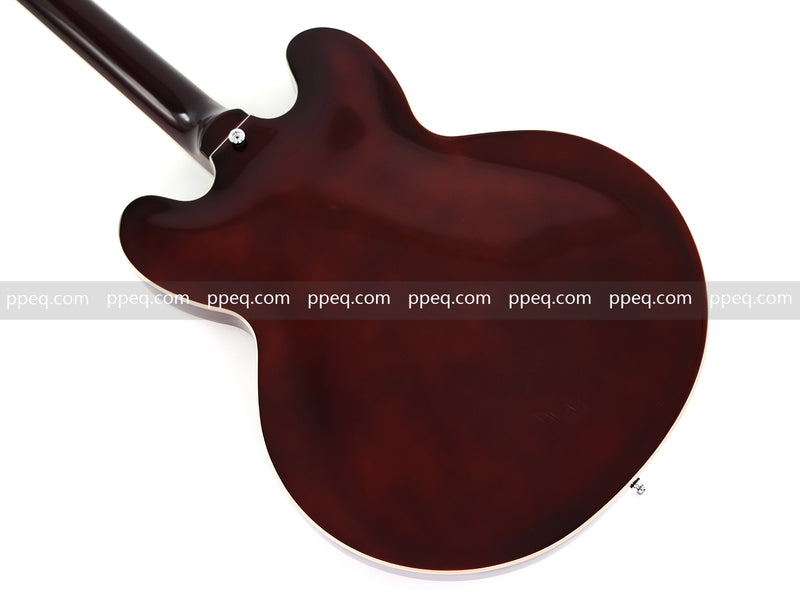 ES-Style Semi-Hollow Body Electric Guitar with Gloss Sunburst Finish (HY-2555)