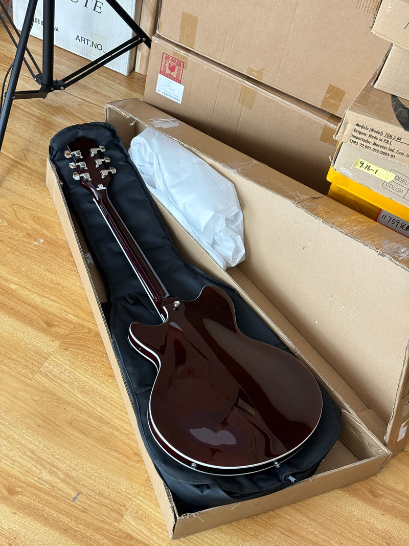 ES-Style Semi-Hollow Body Electric Guitar with AAA Burl Maple Veneer Top (HY-2566)