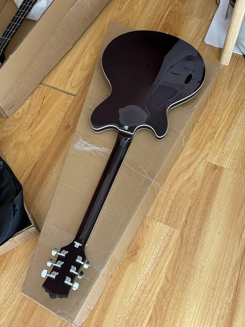 ES-Style Semi-Hollow Body Electric Guitar with AAA Zebrawood Veneer (HY-2567)