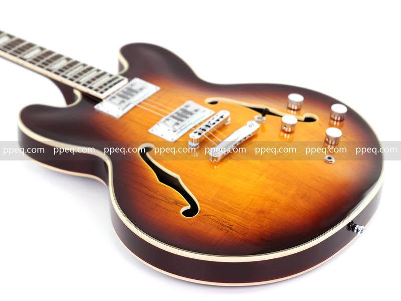 ES-Style Semi-Hollow Body Electric Guitar with Gloss Sunburst Finish (HY-2555)