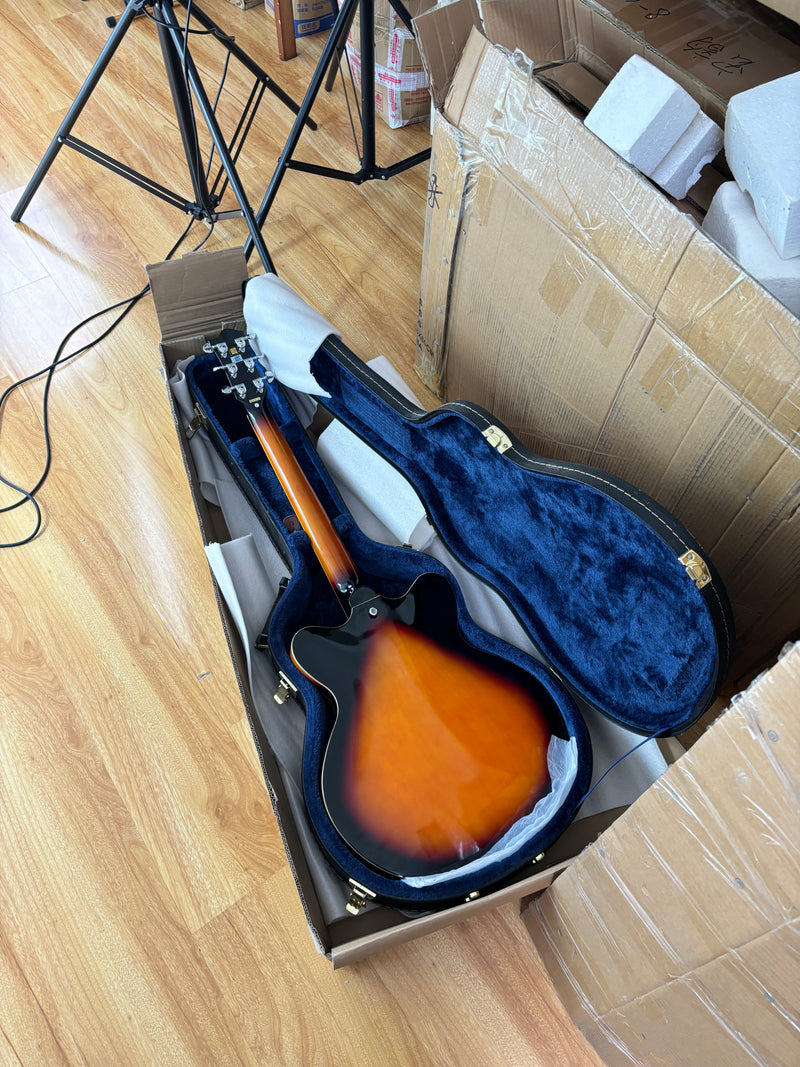ES-Style Semi-Hollow Body Electric Guitar with Gloss Sunburst Finish (TB-3500)