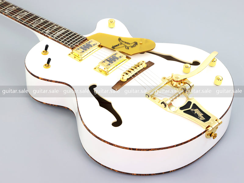 GRE Style Vintage Jazz Full Hollow Body Electric Guitar with Gloss White Finish (ZQN-519)