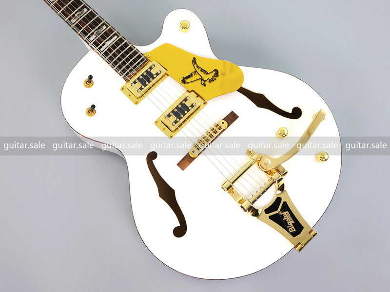 GRE Style Vintage Jazz Full Hollow Body Electric Guitar with Gloss White Finish (ZQN-519)