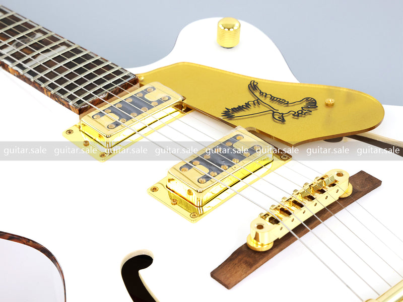 GRE Style Vintage Jazz Full Hollow Body Electric Guitar with Gloss White Finish (ZQN-519)