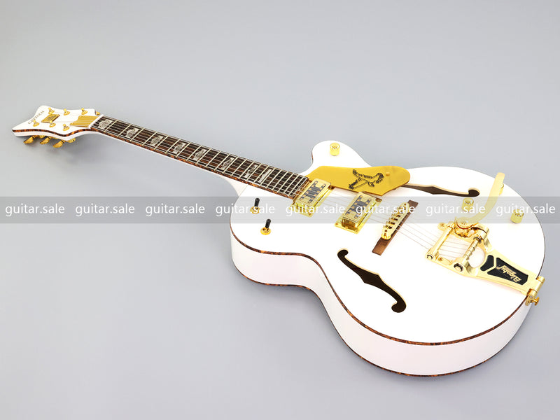 GRE Style Vintage Jazz Full Hollow Body Electric Guitar with Gloss White Finish (ZQN-519)