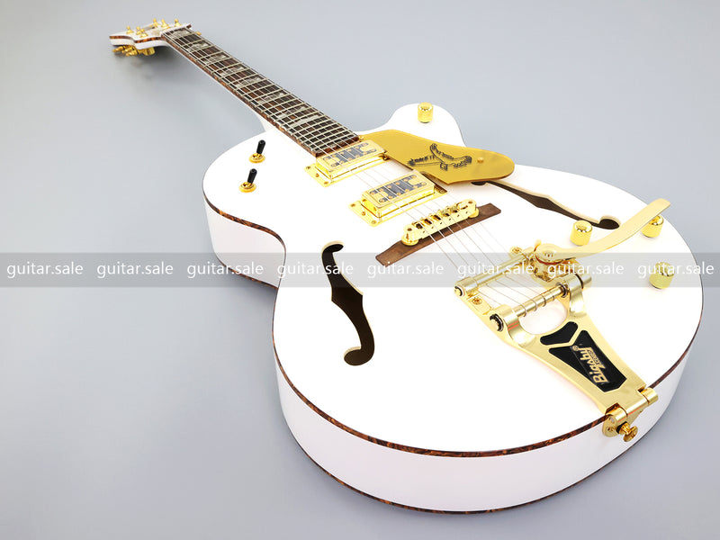 GRE Style Vintage Jazz Full Hollow Body Electric Guitar with Gloss White Finish (ZQN-519)