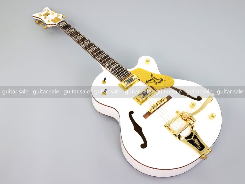 GRE Style Vintage Jazz Full Hollow Body Electric Guitar with Gloss White Finish (ZQN-519)