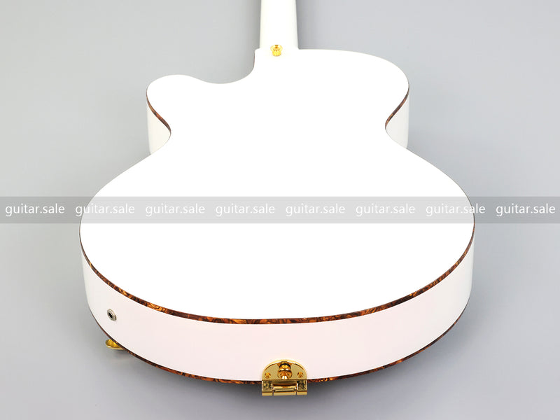 GRE Style Vintage Jazz Full Hollow Body Electric Guitar with Gloss White Finish (ZQN-519)