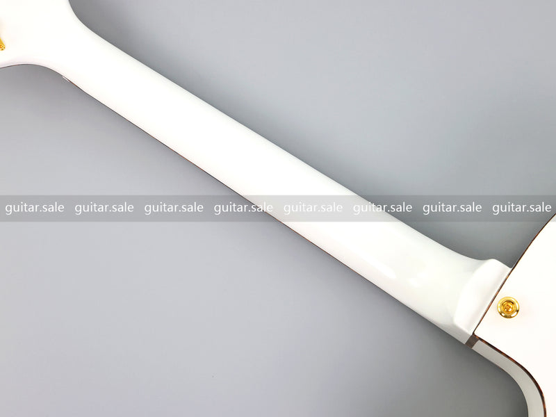 GRE Style Vintage Jazz Full Hollow Body Electric Guitar with Gloss White Finish (ZQN-519)