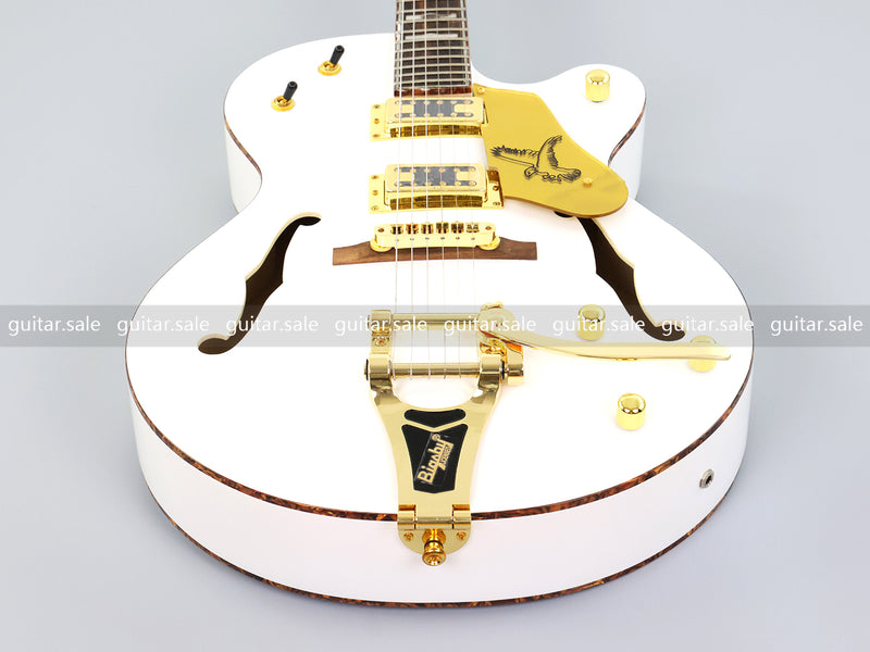 GRE Style Vintage Jazz Full Hollow Body Electric Guitar with Gloss White Finish (ZQN-519)