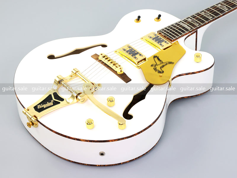 GRE Style Vintage Jazz Full Hollow Body Electric Guitar with Gloss White Finish (ZQN-519)