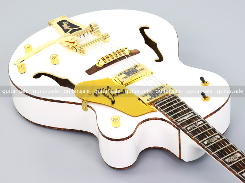 GRE Style Vintage Jazz Full Hollow Body Electric Guitar with Gloss White Finish (ZQN-519)