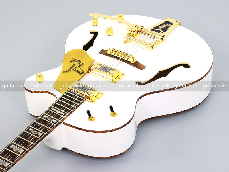 GRE Style Vintage Jazz Full Hollow Body Electric Guitar with Gloss White Finish (ZQN-519)