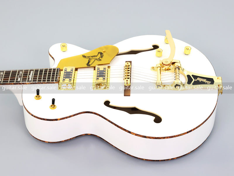 GRE Style Vintage Jazz Full Hollow Body Electric Guitar with Gloss White Finish (ZQN-519)