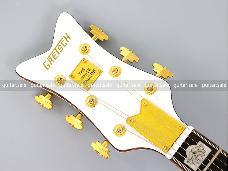GRE Style Vintage Jazz Full Hollow Body Electric Guitar with Gloss White Finish (ZQN-519)
