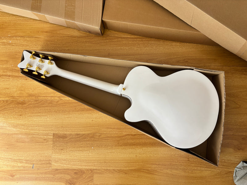 GRE Style Vintage Jazz Full Hollow Body Electric Guitar with Gloss White Finish (ZQN-519)