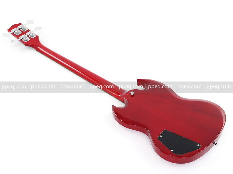 Gloss Cherry Red 4-String SG-Style Electric Bass Guitar (LYM-588)