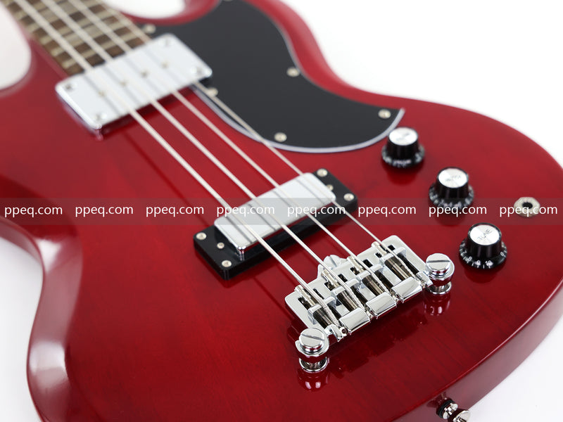 Gloss Cherry Red 4-String SG-Style Electric Bass Guitar (LYM-588)