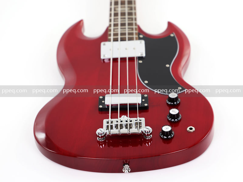 Gloss Cherry Red 4-String SG-Style Electric Bass Guitar (LYM-588)