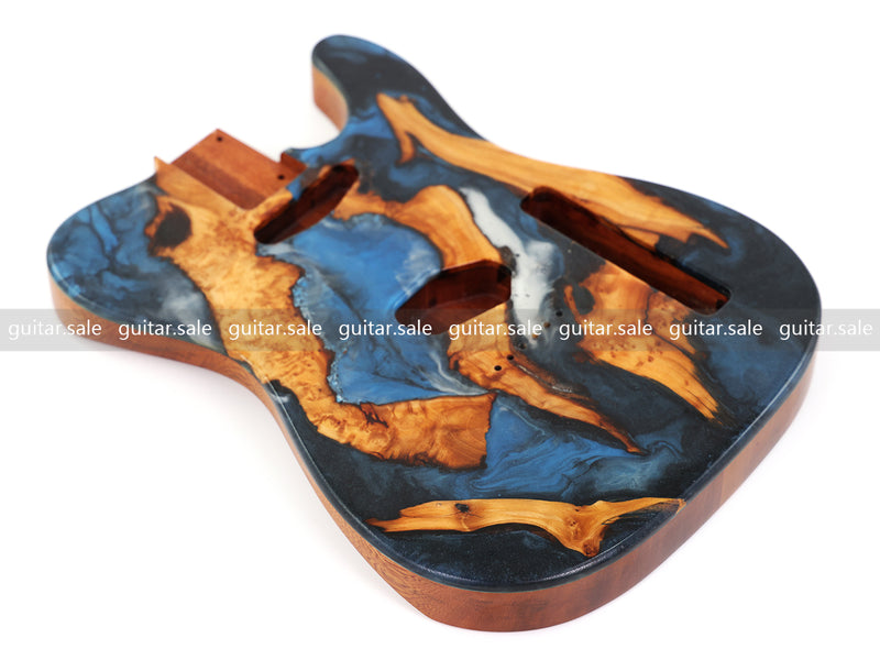 One-of-a-Kind Burl Wood Veneer Epoxy Resin TL Style Electric Guitar Body (BE-001)
