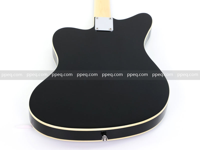 Jaguar Style Semi-Hollow Body Electric Guitar with Gloss Black Finish (GKS-015, No Logo)