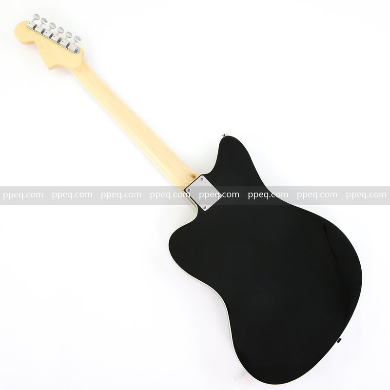 Jaguar Style Semi-Hollow Body Electric Guitar with Gloss Black Finish (GKS-015, No Logo)