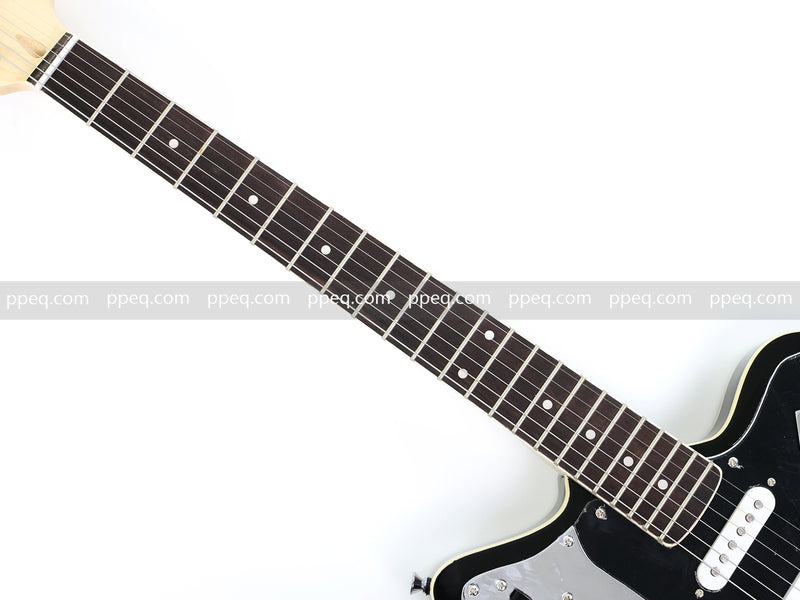 Jaguar Style Semi-Hollow Body Electric Guitar with Gloss Black Finish (GKS-015, No Logo)