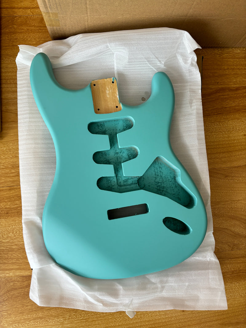 Lightweight Paulownia ST-Style Guitar Body with Matte Daphne Blue Finish (STB-105)