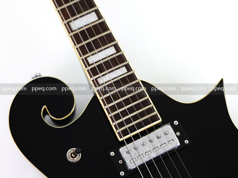 Mandolin Style Semi-Hollow Body Electric Guitar with Gloss Black Finish (HY-2533)