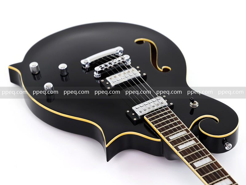 Mandolin Style Semi-Hollow Body Electric Guitar with Gloss Black Finish (HY-2533)