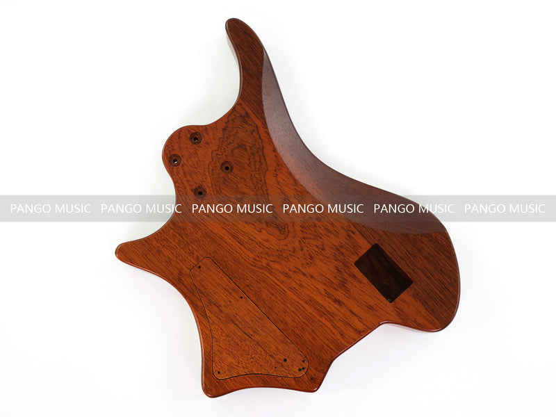One-of-a-Kind Burl Wood Veneer Epoxy Resin 4 String Headless Electric Bass Guitar Body (H4B-001)