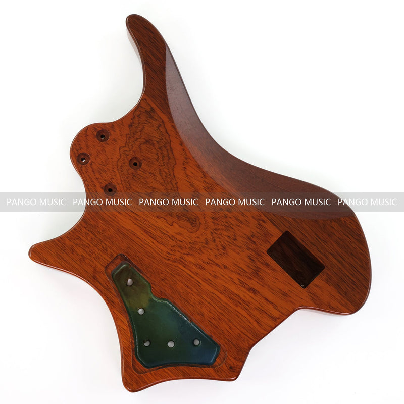 One-of-a-Kind Burl Wood Veneer Epoxy Resin 4 String Headless Electric Bass Guitar Body (H4B-001)