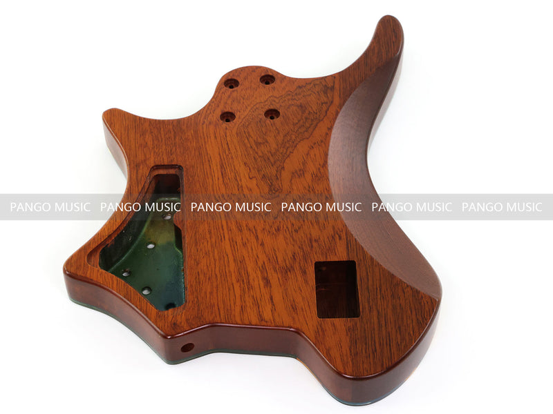 One-of-a-Kind Burl Wood Veneer Epoxy Resin 4 String Headless Electric Bass Guitar Body (H4B-001)