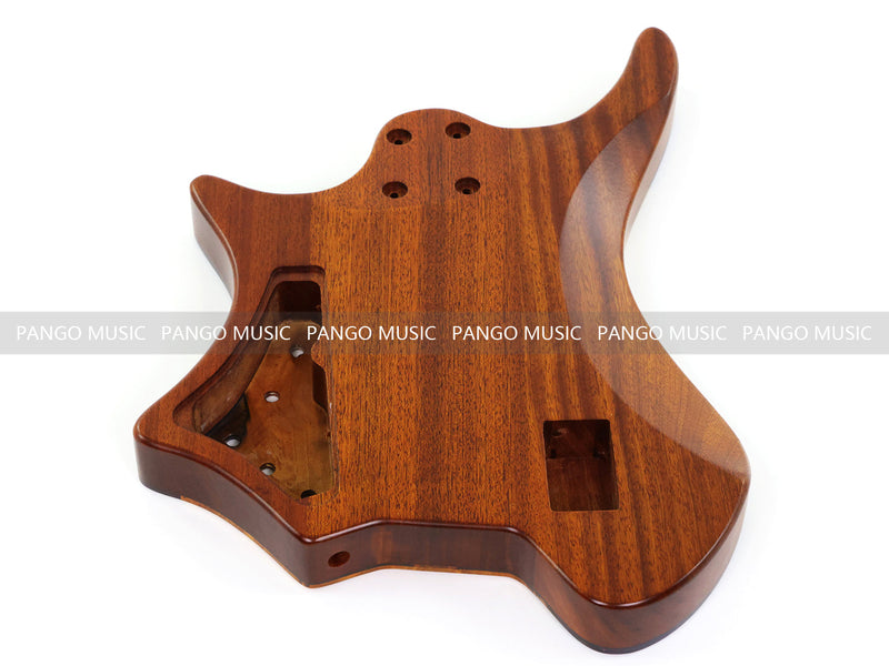 One-of-a-Kind Burl Wood Veneer Epoxy Resin 4 String Headless Electric Bass Guitar Body (H4B-002)