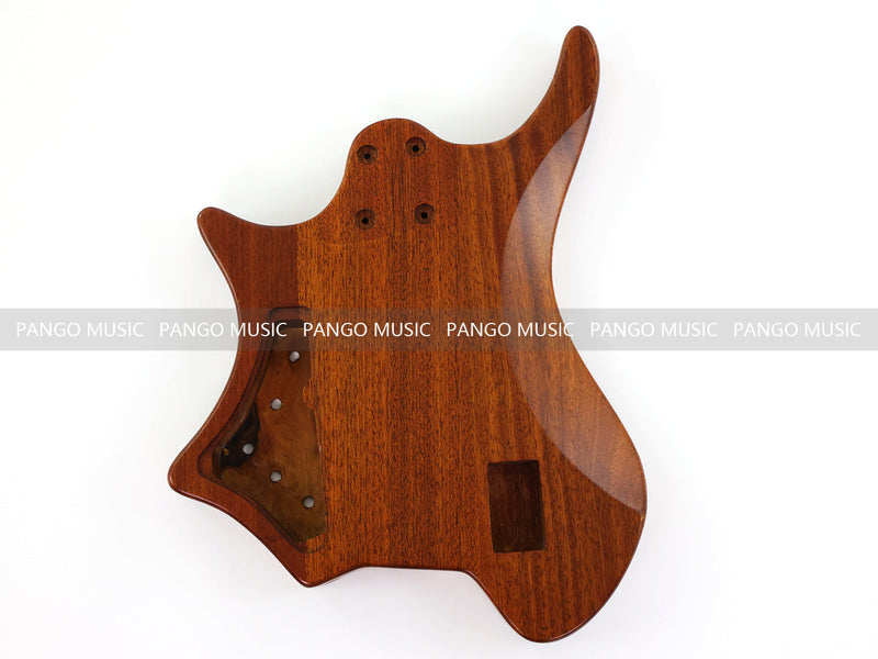 One-of-a-Kind Burl Wood Veneer Epoxy Resin 4 String Headless Electric Bass Guitar Body (H4B-002)