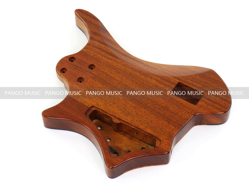 One-of-a-Kind Burl Wood Veneer Epoxy Resin 4 String Headless Electric Bass Guitar Body (H4B-002)