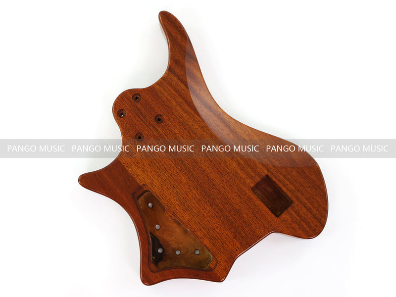 One-of-a-Kind Burl Wood Veneer Epoxy Resin 4 String Headless Electric Bass Guitar Body (H4B-002)
