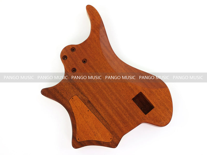 One-of-a-Kind Burl Wood Veneer Epoxy Resin 4 String Headless Electric Bass Guitar Body (H4B-003)
