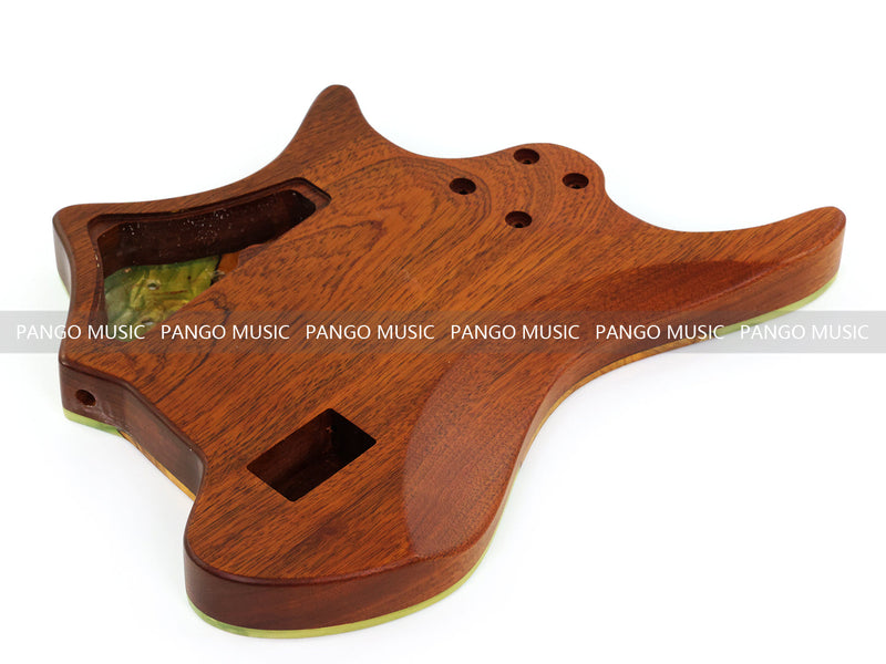 One-of-a-Kind Burl Wood Veneer Epoxy Resin 4 String Headless Electric Bass Guitar Body (H4B-004)