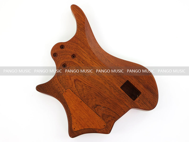 One-of-a-Kind Burl Wood Veneer Epoxy Resin 4 String Headless Electric Bass Guitar Body (H4B-004)