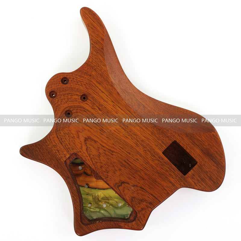 One-of-a-Kind Burl Wood Veneer Epoxy Resin 4 String Headless Electric Bass Guitar Body (H4B-004)