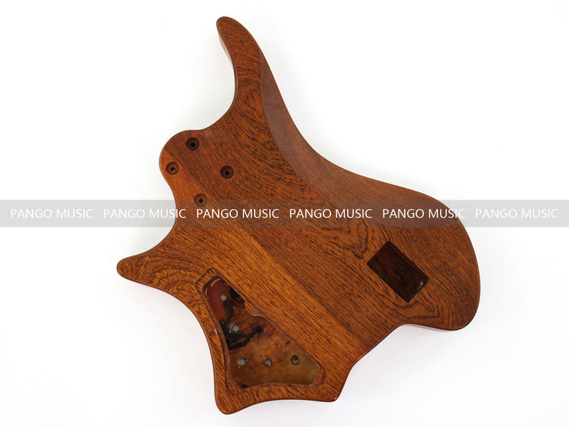 One-of-a-Kind Burl Wood Veneer Epoxy Resin 4 String Headless Electric Bass Guitar Body (H4B-005)