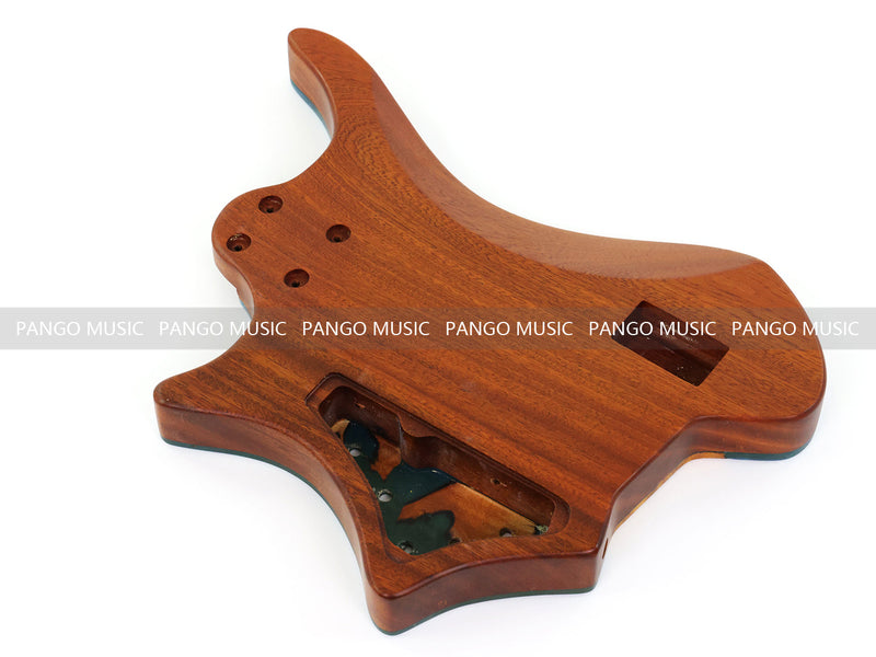 One-of-a-Kind Burl Wood Veneer Epoxy Resin 4 String Headless Electric Bass Guitar Body (H4B-006)
