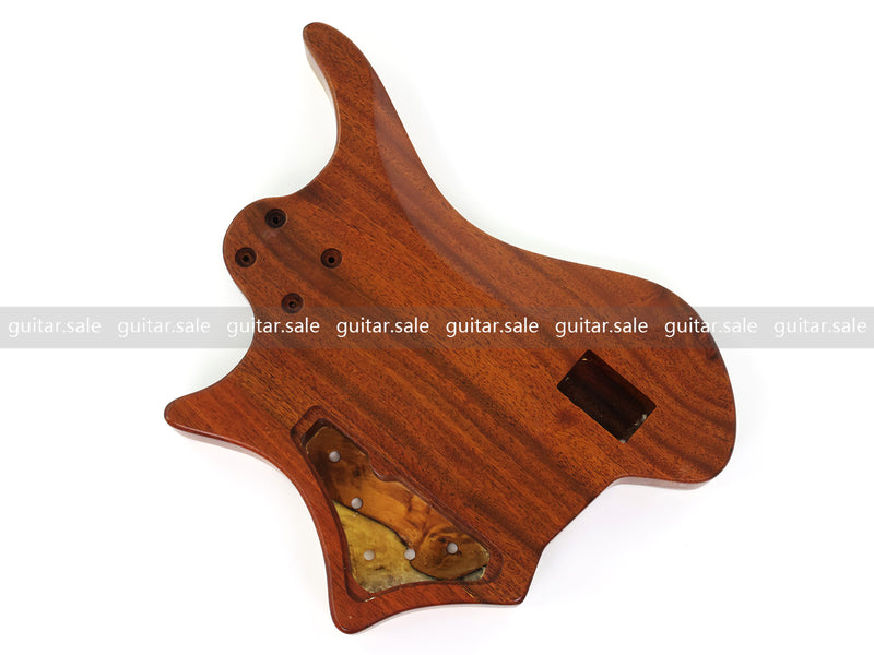 One-of-a-Kind Burl Wood Veneer Epoxy Resin 5 String Headless Electric Bass Guitar Body (H5B-003)