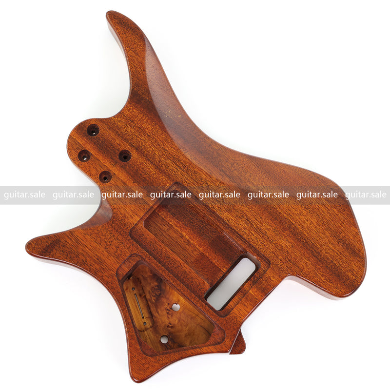 One-of-a-Kind Burl Wood Veneer Epoxy Resin Headless Electric Guitar Body (HBE-003)