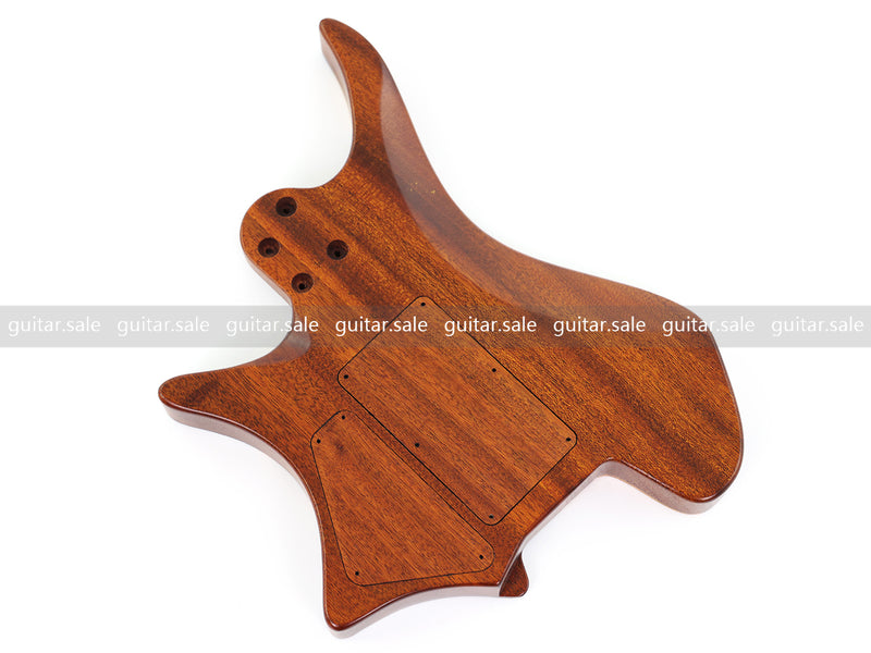 One-of-a-Kind Burl Wood Veneer Epoxy Resin Headless Electric Guitar Body (HBE-003)